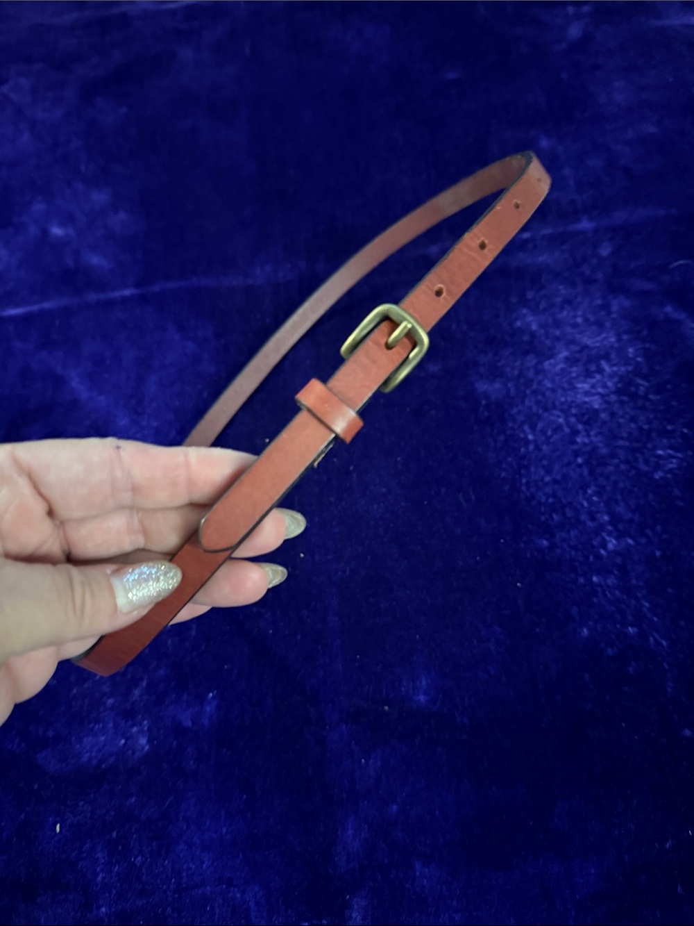 34.5” made in Italy Slim Brown Leather Adjustable Belt for Women